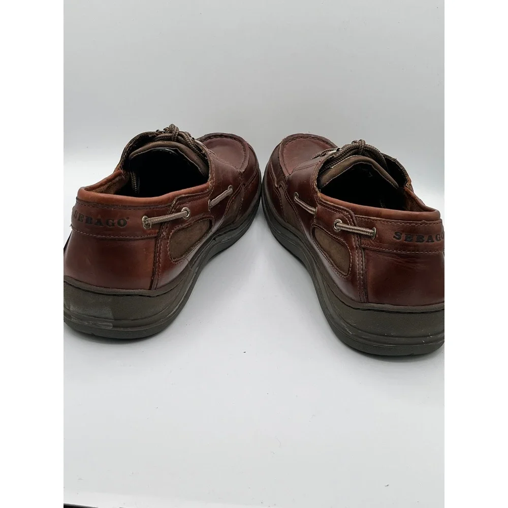 Sebago Men Brown Leather Boat Shoes B24343‎ Moc Toe Loafers Size 12M